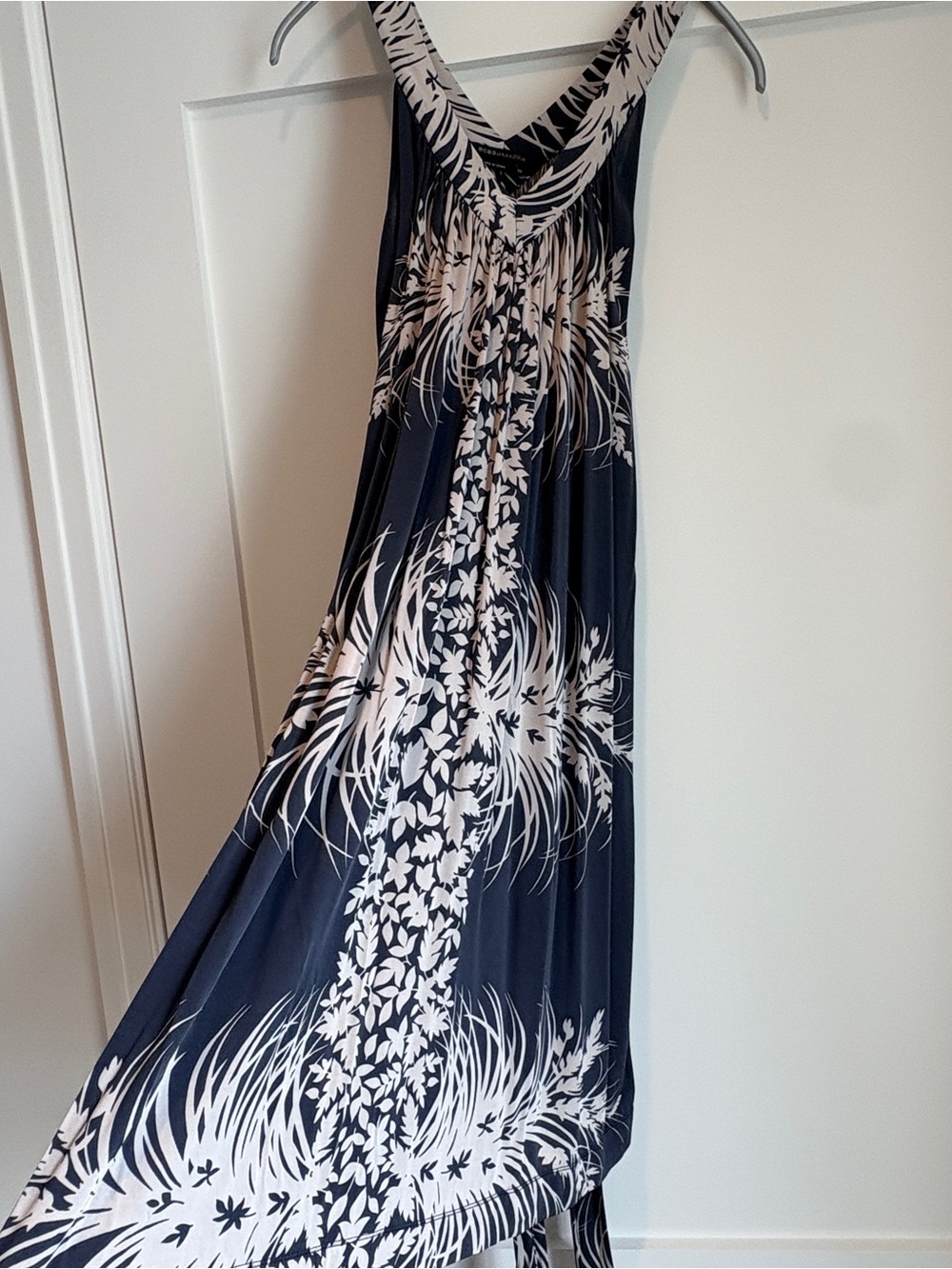 BCBGMaxAzria Grey and Cream Floral Print Dress, XS